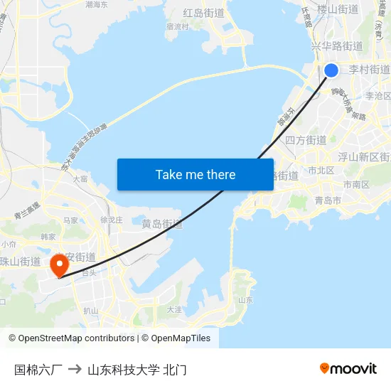 国棉六厂 to 山东科技大学 北门 map