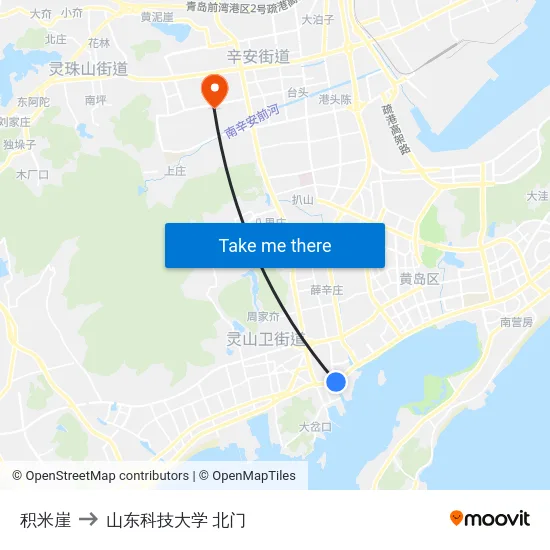 积米崖 to 山东科技大学 北门 map