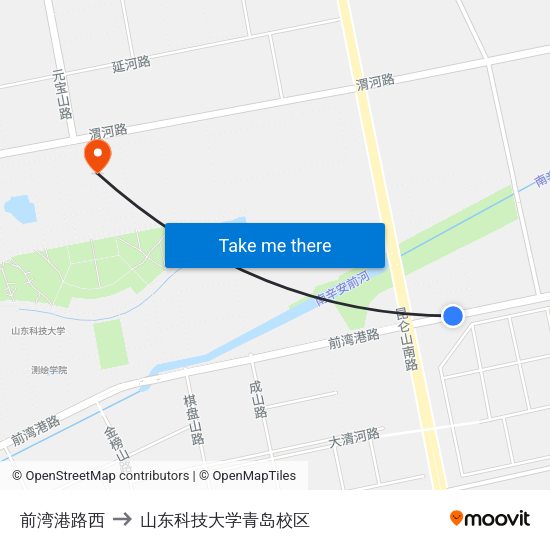 前湾港路西 to 山东科技大学青岛校区 map