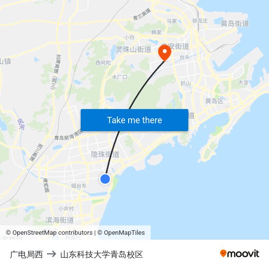 广电局西 to 山东科技大学青岛校区 map