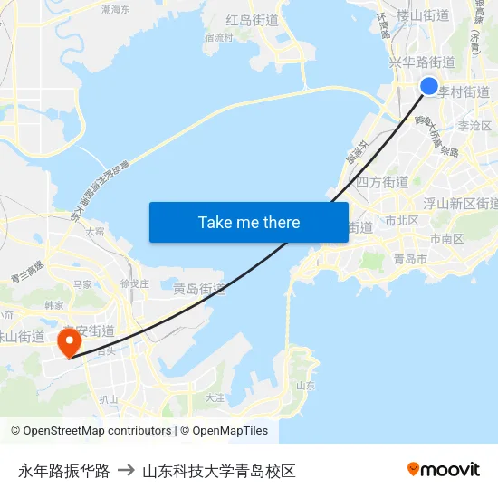 永年路振华路 to 山东科技大学青岛校区 map