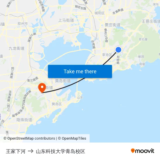 王家下河 to 山东科技大学青岛校区 map