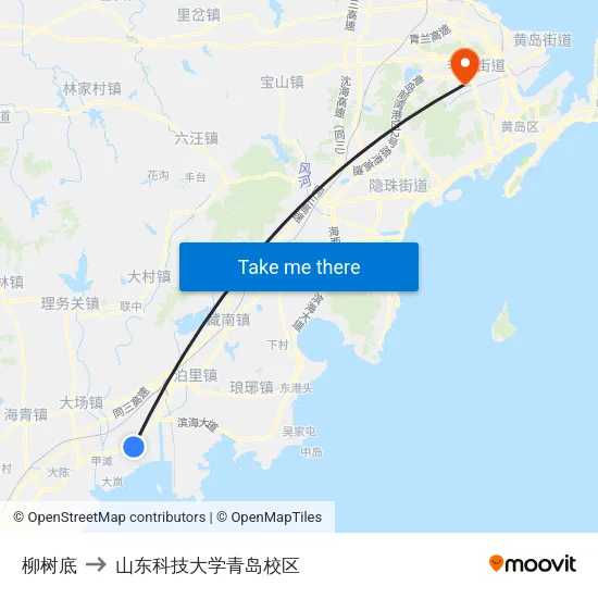 柳树底 to 山东科技大学青岛校区 map