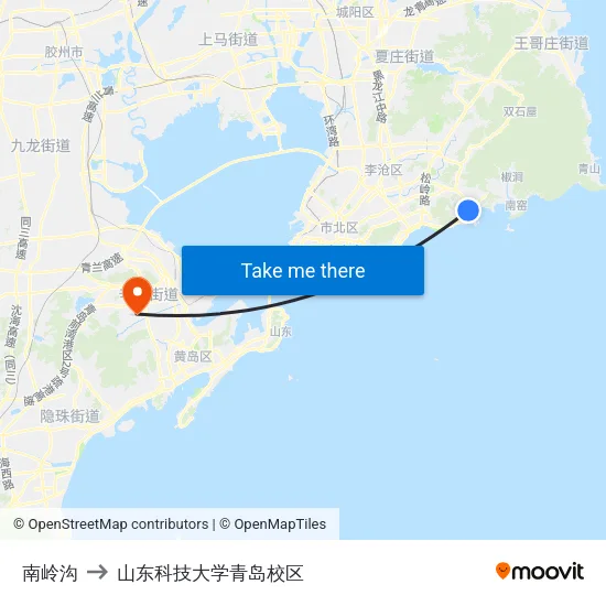 南岭沟 to 山东科技大学青岛校区 map