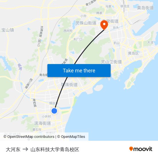 大河东 to 山东科技大学青岛校区 map