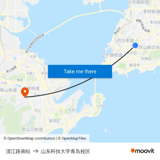 清江路南站 to 山东科技大学青岛校区 map