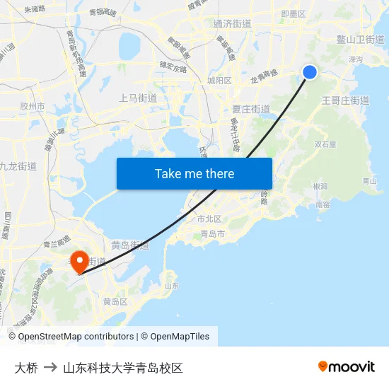 大桥 to 山东科技大学青岛校区 map