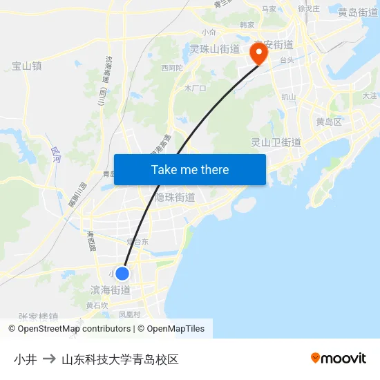 小井 to 山东科技大学青岛校区 map
