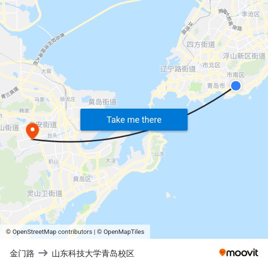 金门路 to 山东科技大学青岛校区 map