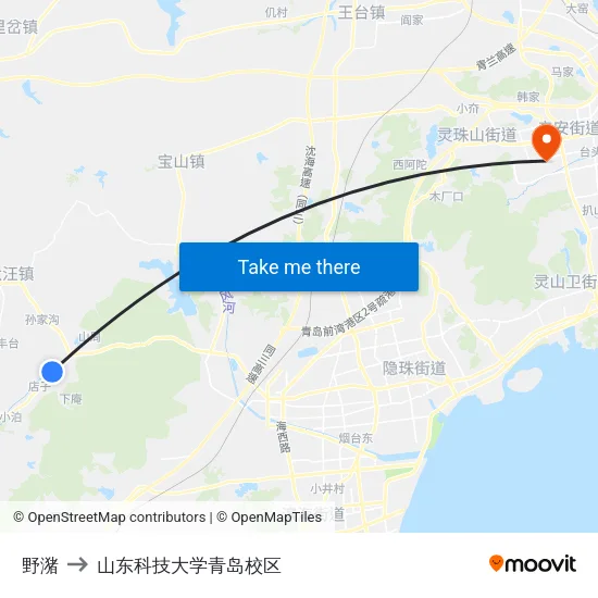 野潴 to 山东科技大学青岛校区 map