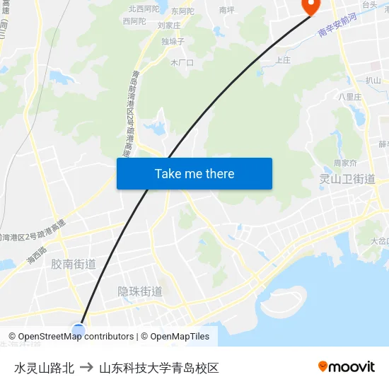 水灵山路北 to 山东科技大学青岛校区 map