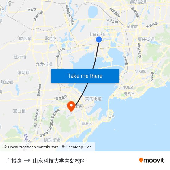 广博路 to 山东科技大学青岛校区 map