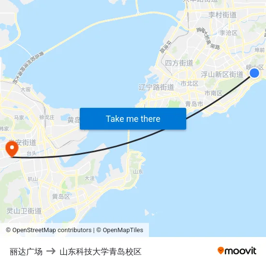 丽达广场 to 山东科技大学青岛校区 map
