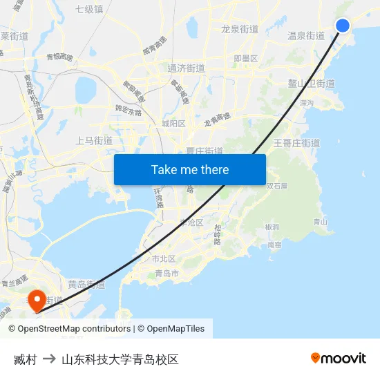 臧村 to 山东科技大学青岛校区 map