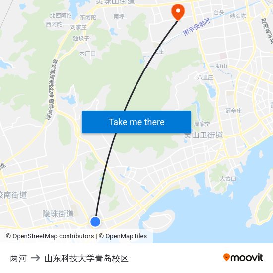 两河 to 山东科技大学青岛校区 map