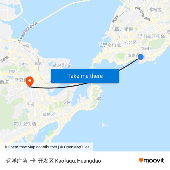 远洋广场 to 开发区 Kaofaqu, Huangdao map