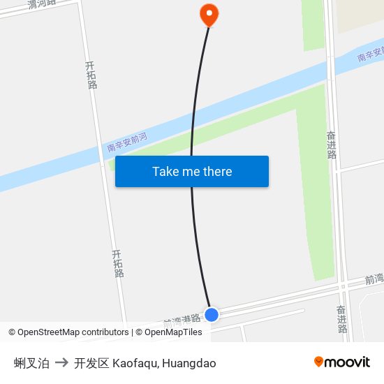 蜊叉泊 to 开发区 Kaofaqu, Huangdao map