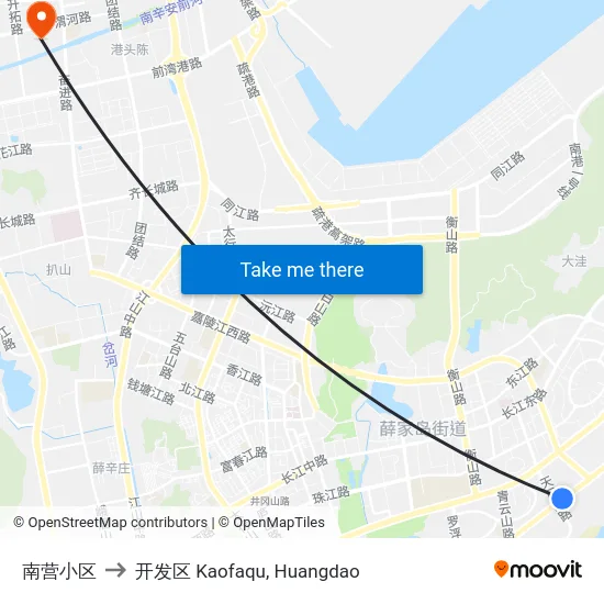 南营小区 to 开发区 Kaofaqu, Huangdao map