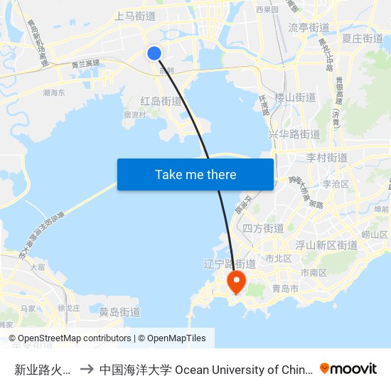 新业路火炬支路 to 中国海洋大学 Ocean University of China Yushan Campus map