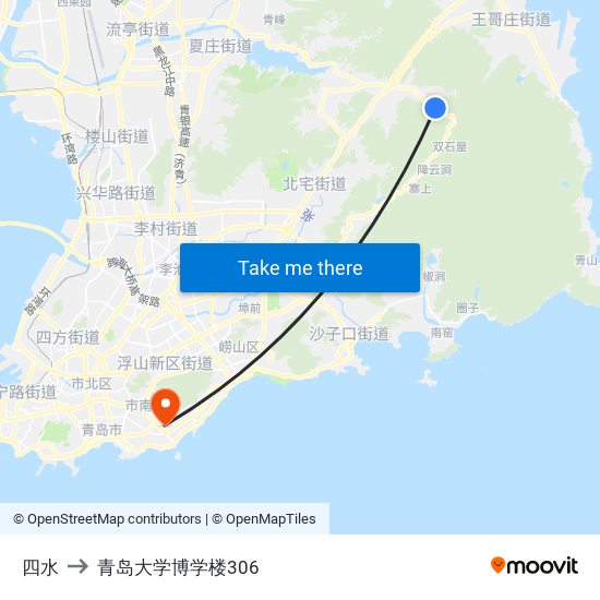 四水 to 青岛大学博学楼306 map