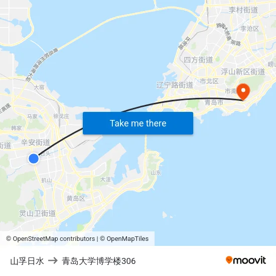 山孚日水 to 青岛大学博学楼306 map