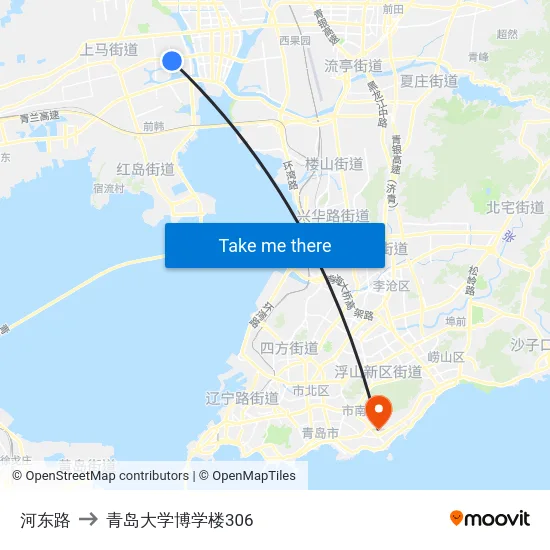 河东路 to 青岛大学博学楼306 map