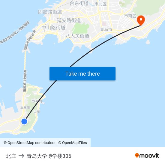 北庄 to 青岛大学博学楼306 map