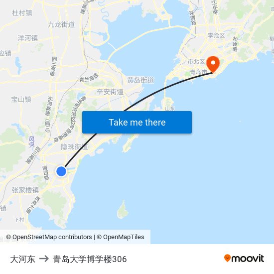 大河东 to 青岛大学博学楼306 map
