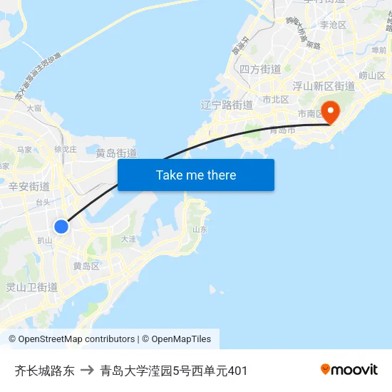 齐长城路东 to 青岛大学滢园5号西单元401 map