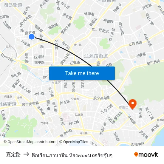 嘉定路 to ตึกเรียนภาษาจีน ห้อง๗๐๑นะครัชจุ๊บๆ map