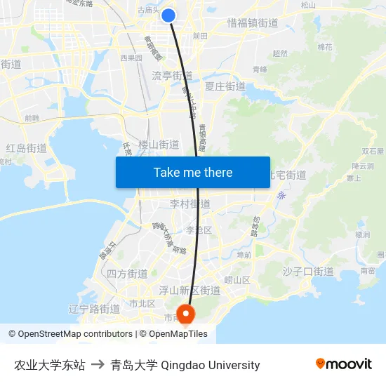 农业大学东站 to 青岛大学 Qingdao University map