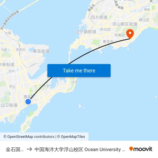 金石国际广场 to 中国海洋大学浮山校区 Ocean University of China (Fushan Campus) map