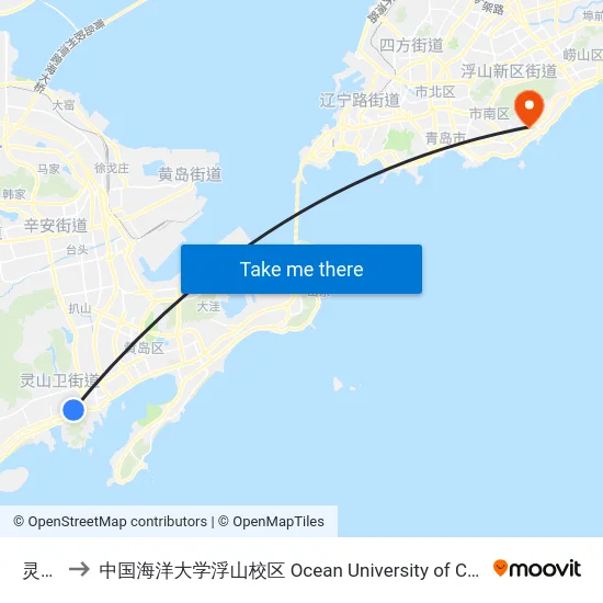 灵山卫 to 中国海洋大学浮山校区 Ocean University of China (Fushan Campus) map