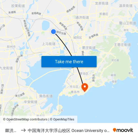 棘洪滩医院 to 中国海洋大学浮山校区 Ocean University of China (Fushan Campus) map