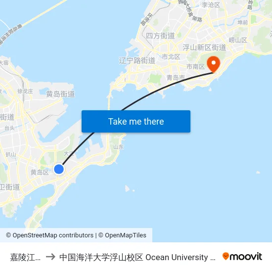 嘉陵江路小学 to 中国海洋大学浮山校区 Ocean University of China (Fushan Campus) map