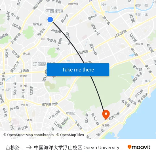 台柳路长沙路 to 中国海洋大学浮山校区 Ocean University of China (Fushan Campus) map