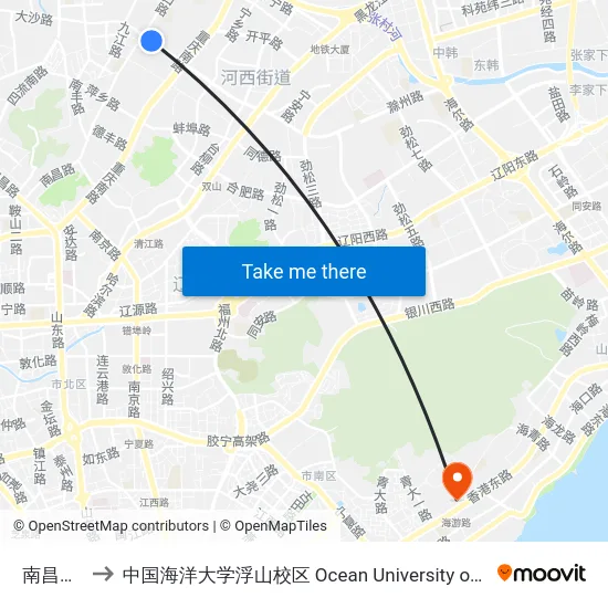 南昌路北站 to 中国海洋大学浮山校区 Ocean University of China (Fushan Campus) map