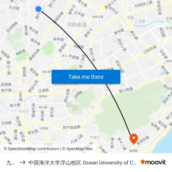 九江路 to 中国海洋大学浮山校区 Ocean University of China (Fushan Campus) map