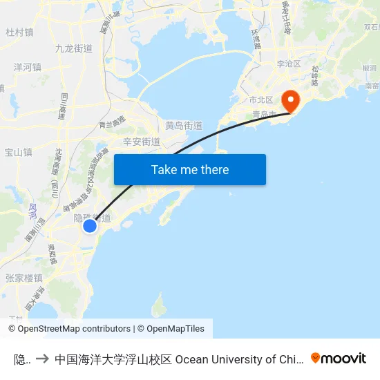 隐珠 to 中国海洋大学浮山校区 Ocean University of China (Fushan Campus) map