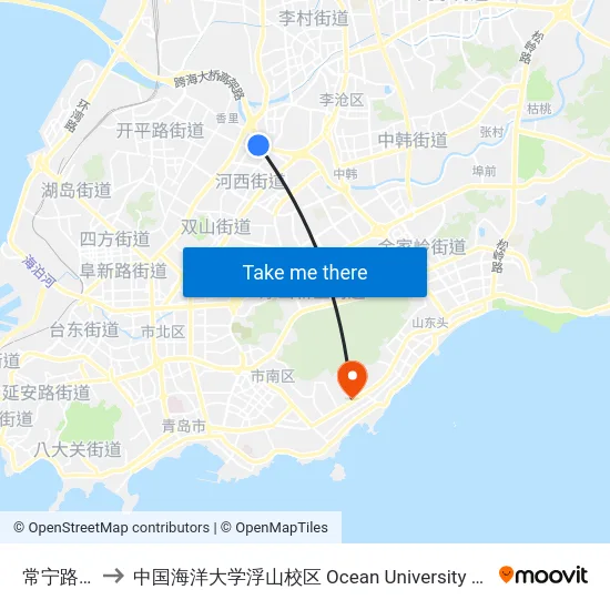 常宁路宁乡路 to 中国海洋大学浮山校区 Ocean University of China (Fushan Campus) map