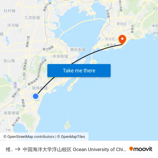 维客 to 中国海洋大学浮山校区 Ocean University of China (Fushan Campus) map