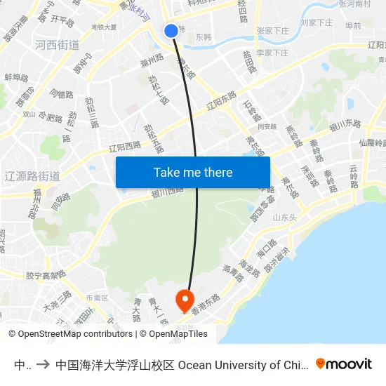 中韩 to 中国海洋大学浮山校区 Ocean University of China (Fushan Campus) map