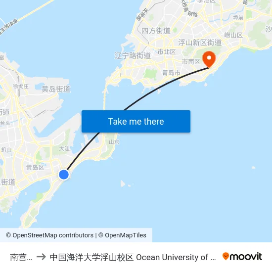 南营小区 to 中国海洋大学浮山校区 Ocean University of China (Fushan Campus) map
