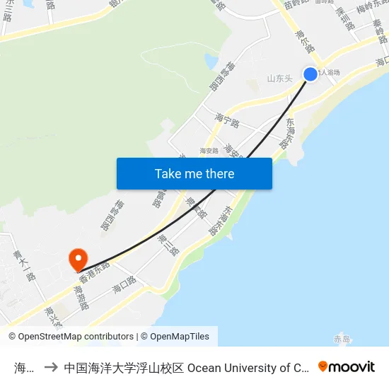 海尔路 to 中国海洋大学浮山校区 Ocean University of China (Fushan Campus) map