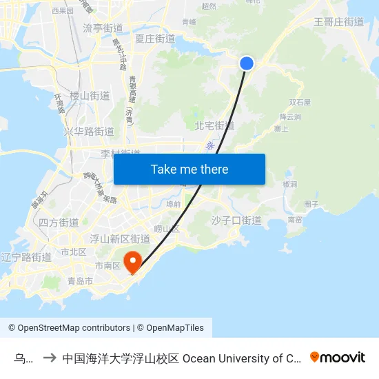 乌衣巷 to 中国海洋大学浮山校区 Ocean University of China (Fushan Campus) map
