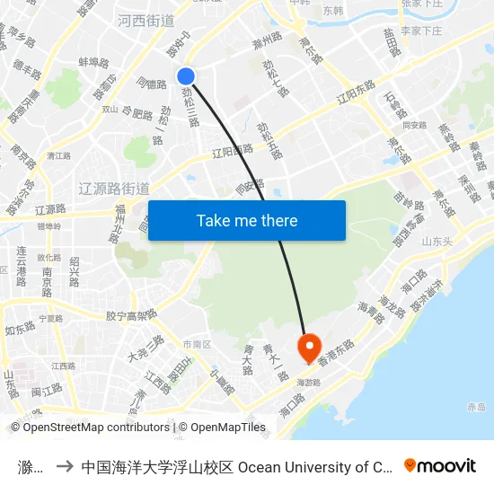 滁州路 to 中国海洋大学浮山校区 Ocean University of China (Fushan Campus) map