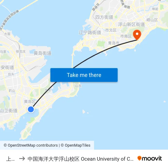 上流汇 to 中国海洋大学浮山校区 Ocean University of China (Fushan Campus) map