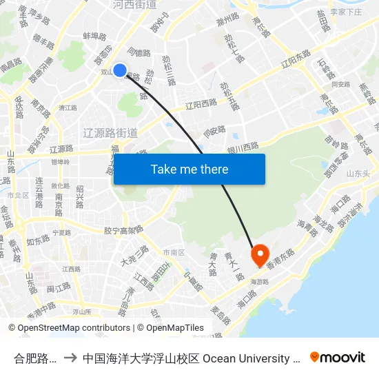 合肥路宁安路 to 中国海洋大学浮山校区 Ocean University of China (Fushan Campus) map