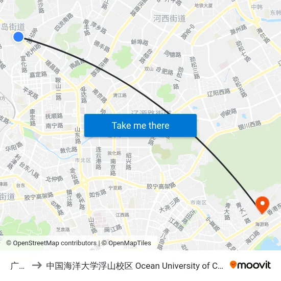 广昌路 to 中国海洋大学浮山校区 Ocean University of China (Fushan Campus) map
