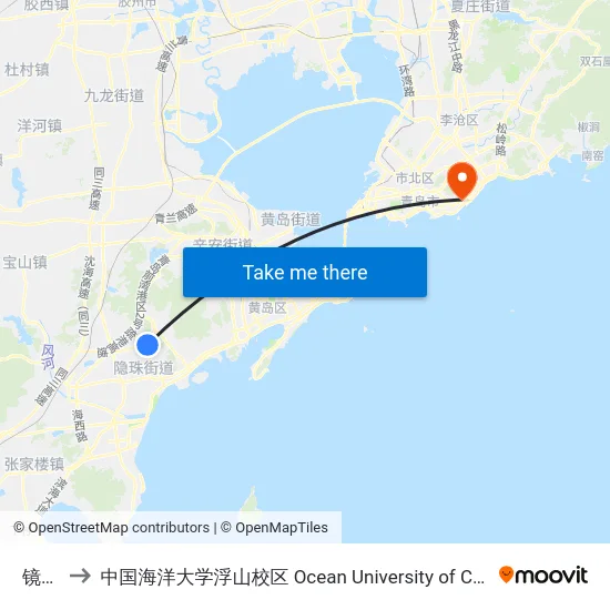 镜台山 to 中国海洋大学浮山校区 Ocean University of China (Fushan Campus) map